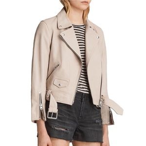 All Saints Sand Brown Cole Biker Jacket